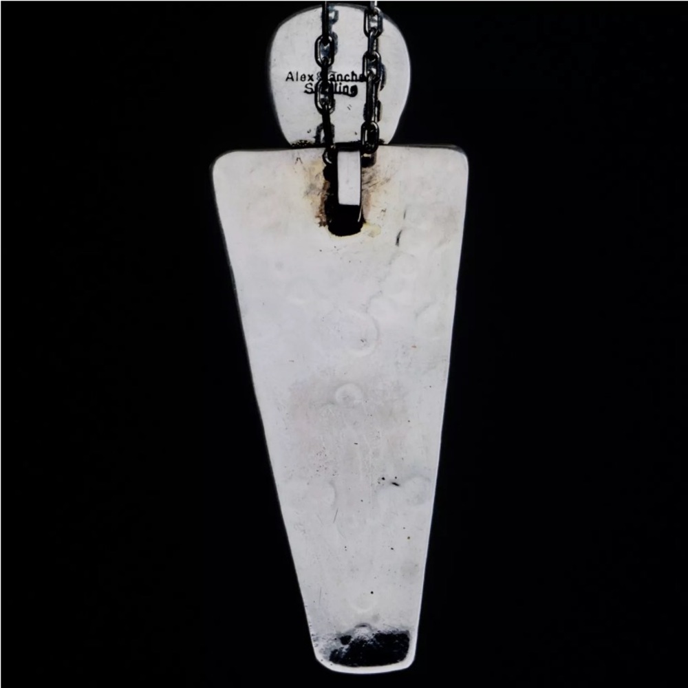 One of a kind silver and turquoise pendant with silver chain.